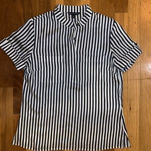 Striped mock collar top